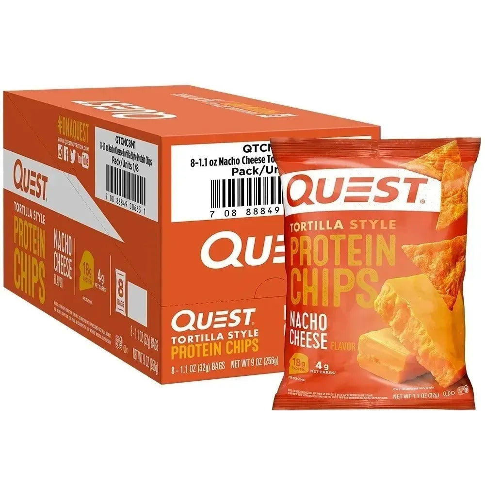 Quest Nutrition Nacho Cheese Tortilla Style Protein Chips, High protein, Gluten Free