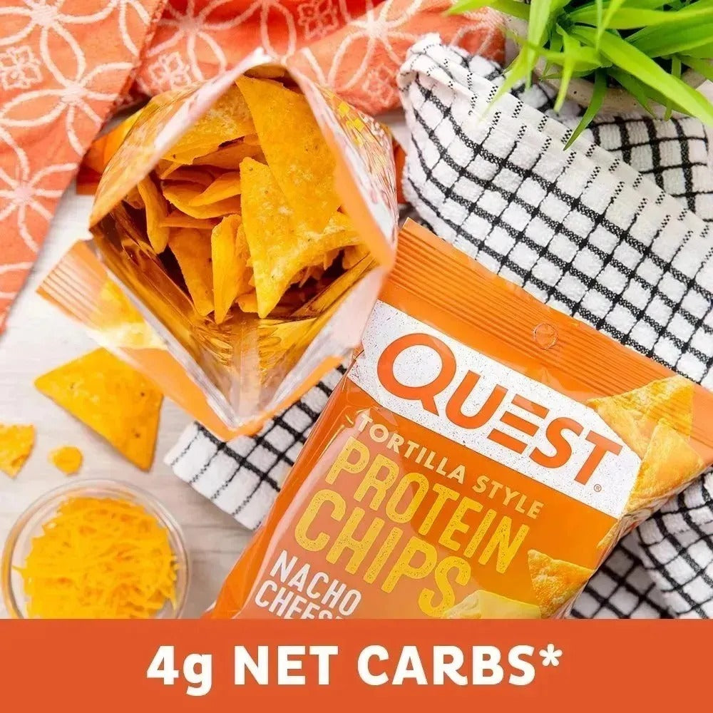 Quest Nutrition Nacho Cheese Tortilla Style Protein Chips, High protein, Gluten Free