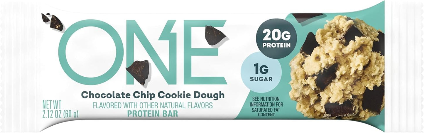 ONE Protein Bars, Chocolate Chip Cookie Dough, Gluten Free with 20g Protein and 1g Sugar