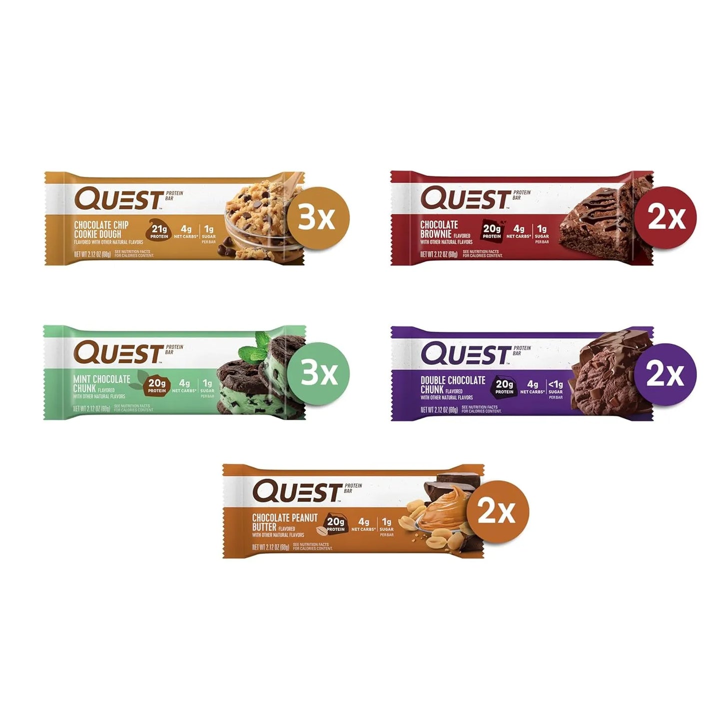 Quest Nutrition Chocolate Chip Cookie Dough Protein Bars, High Protein, Gluten Free