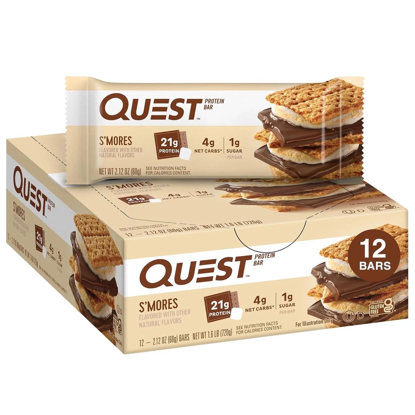 Quest Nutrition Chocolate Chip Cookie Dough Protein Bars, High Protein, Gluten Free