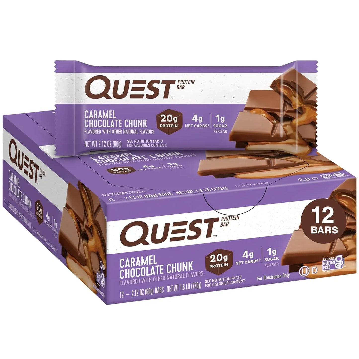 Quest Nutrition Chocolate Chip Cookie Dough Protein Bars, High Protein, Gluten Free