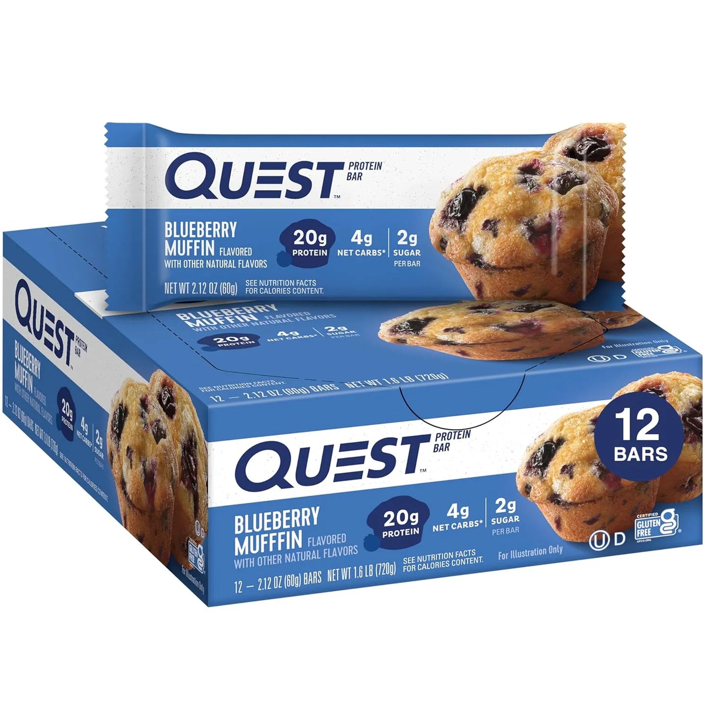 Quest Nutrition Chocolate Chip Cookie Dough Protein Bars, High Protein, Gluten Free