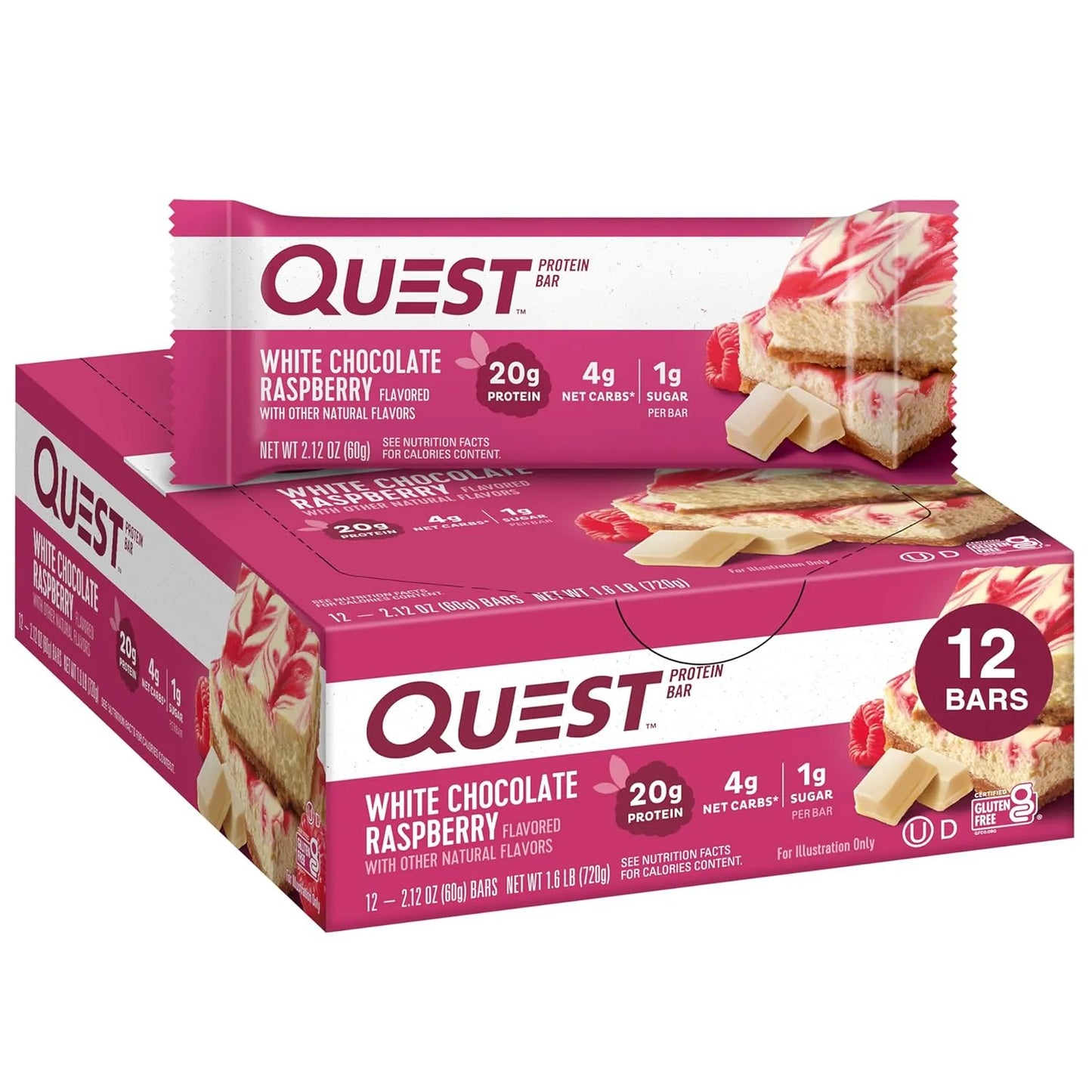 Quest Nutrition Chocolate Chip Cookie Dough Protein Bars, High Protein, Gluten Free