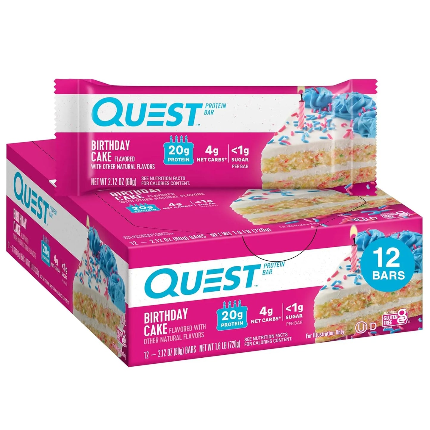 Quest Nutrition Chocolate Chip Cookie Dough Protein Bars, High Protein, Gluten Free