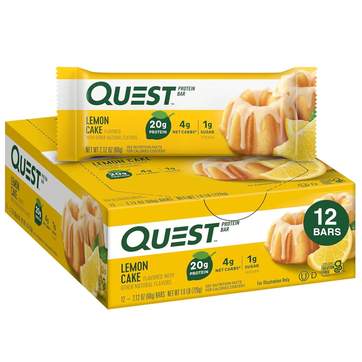 Quest Nutrition Chocolate Chip Cookie Dough Protein Bars, High Protein, Gluten Free